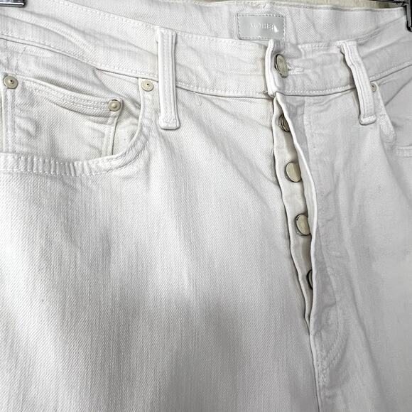Mother Tripper Ankle Fray Denim Jeans White 30 High Rise High Waisted Button Fly - Picture 3 of 8